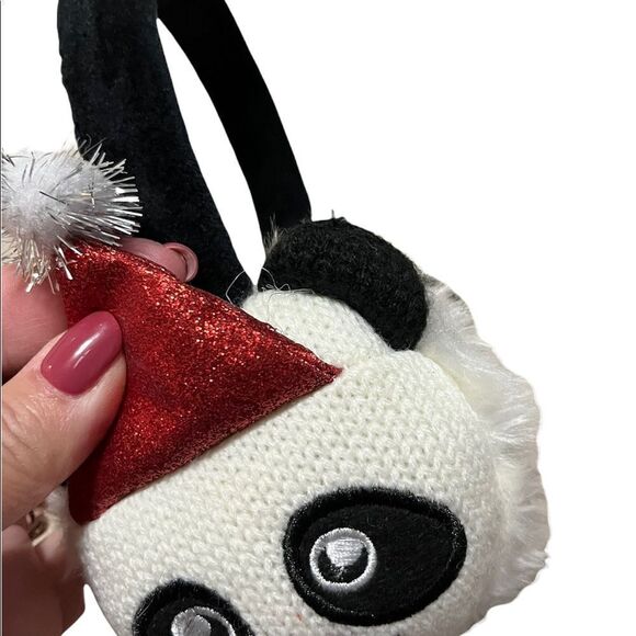 Child’s unisex faux fur and knit Panda Bear earmuffs. - Picture 3 of 5